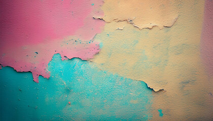 pink blue yellow color wall Texture background - generative AI