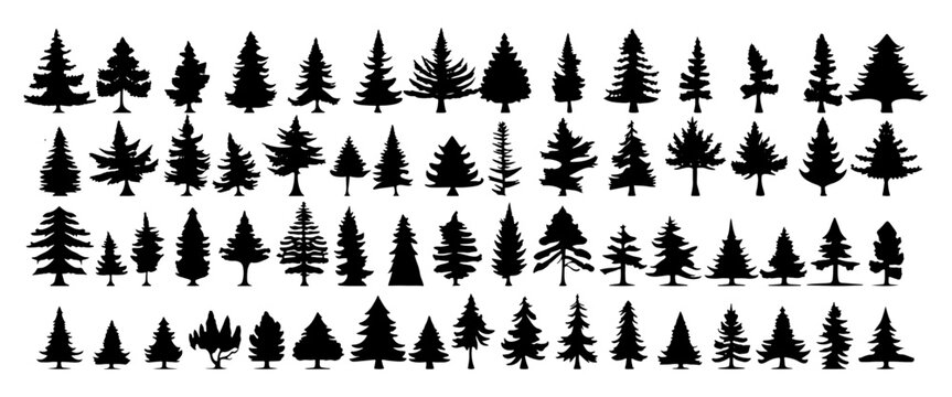 various christmas tree silhouette