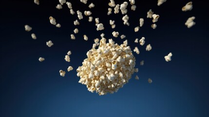 Popcorn falling from the sky. Generative AI.