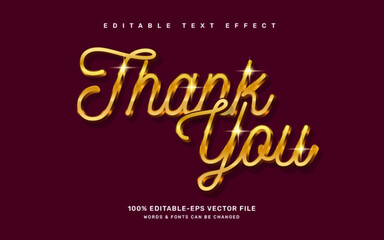 Gold thank you editable text effect template