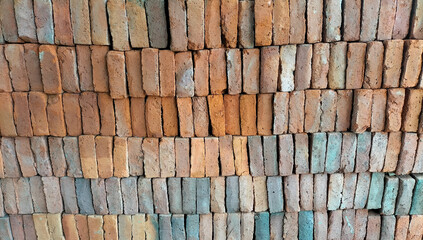 Selective focus. Some red bricks (batu bata), red bricks are one of the basic building materials.
