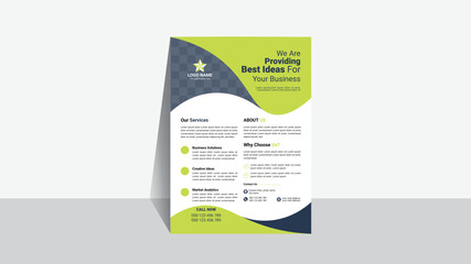 a4 Business flyer vector template for providing best ideas service. Brochure cover or promotional poster, leaflet layout