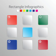 vector Rectangular infographics on white gradient background 