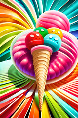 Colourful Ice cream poster. Generative ai