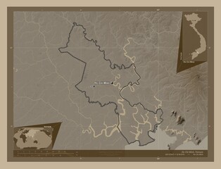 Ho Chi Minh, Vietnam. Sepia. Labelled points of cities