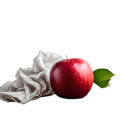 Jabłko i serwetka na transparentnym tle. - obrazy, fototapety, plakaty