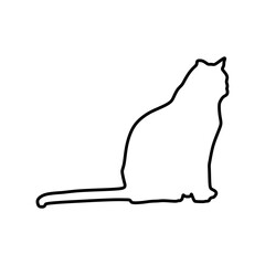 a cat sitting outline drawing, silhouette. Sign Symbol vector illustration template in trendy flat style. Editable graphic resources for many purposes.