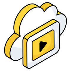 A flat icon design of cloud video 