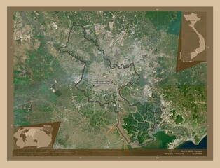 Ho Chi Minh, Vietnam. Low-res satellite. Labelled points of cities