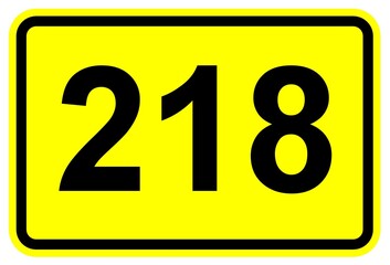 Illustration eines Bundesstraßenschildes der B 218 in Deutschland	