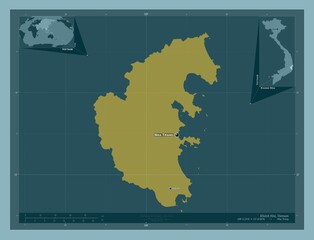 Khanh Hoa, Vietnam. Solid. Labelled points of cities © Yarr65