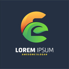 abstract logo design letter e