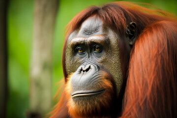 Generative AI image of the Orangutan, one of animal that has been listed under the endangered species.