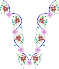 Neck Embroidery Designs.Floral pattern on collar, neck print. 
Abstract hand drawn floral ornament. Vector illustration.