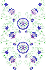 Neck Embroidery Designs.Floral pattern on collar, neck print. 
Abstract hand drawn floral ornament. Vector illustration.
