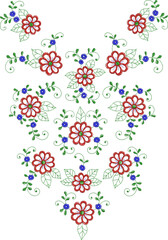 Fototapeta na wymiar Neck Embroidery Designs.Floral pattern on collar, neck print. Abstract hand drawn floral ornament. Vector illustration.