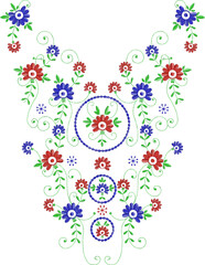 Neck Embroidery Designs.Floral pattern on collar, neck print. 
Abstract hand drawn floral ornament. Vector illustration.