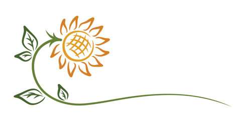 The symbol of a stylized sunflower.
