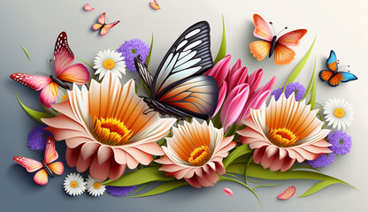 Fototapeta na wymiar Butterfly Dreams An Illustration of Summer Butterfly. Generative AI