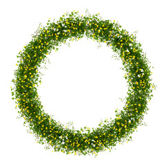 3D render of a wreath made of flower and grass from summer meadow isolated on transparent background