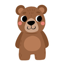Cute cartoon brown bear. Isolated vector illustration for childrens book.