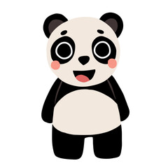 Cute cartoon baby panda smiling. Isolated vector illustration for childrens book.