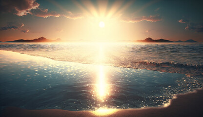 Sun-kissed Beach A Beautiful Shot of a Beach. Generative AI