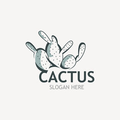 Vintage Cactus tree plant Logo nature design, desert plant vector illustration