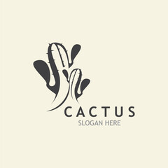 Vintage Cactus tree plant Logo nature design, desert plant vector illustration
