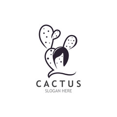 Vintage Cactus tree plant Logo nature design, desert plant vector illustration
