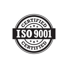 ISO 9001 certified label, vector illustration 