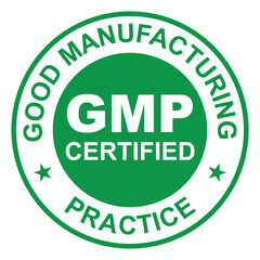 GMP (Good Manufacturing Practice) certified round stamp on white background - Vector