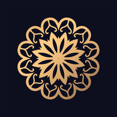 Luxury gold floral mandala arabesque pattern for print Oriental style ornamental round lace ornament