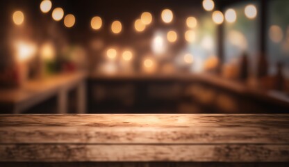 Rustic Elegance, Product Showcase on Wooden Tabletop with Bokeh Lights. Generative ai