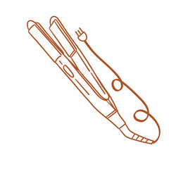 self care things_element_hand drawing style_transparent background_barrate flat iron 