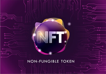 NFT non fungible token. Non-fungible tokens icon covering concept NFT. High-tech technology symbol logo vector - 592181346