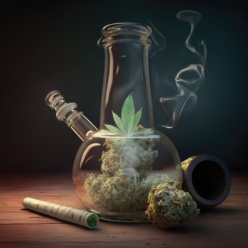 Fancy Weed pot, Cannabis smoking pot, Generative AI