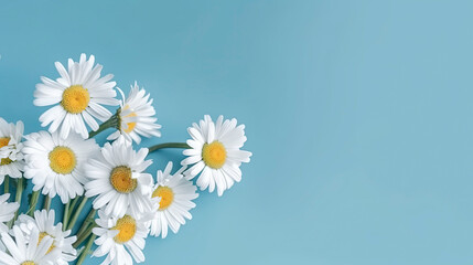Banner with daisies. Generative AI.