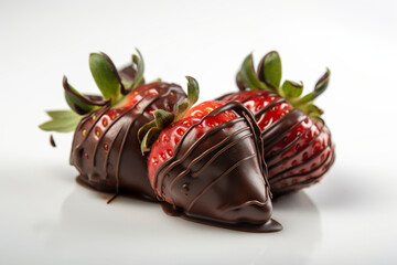 Strawberries in chocolate. Generative Ai.