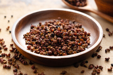 Sichuan pepper on the table.