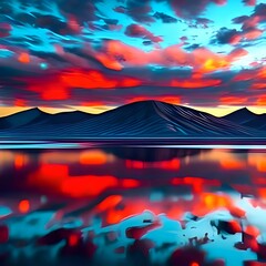 sunset over the lake