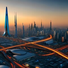 sunset in the city
