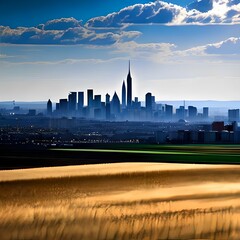 city skyline at sunset