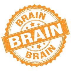 BRAIN text on orange round stamp sign