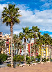 Colorful homes in mediterranean village of Villajoyosa- Spain