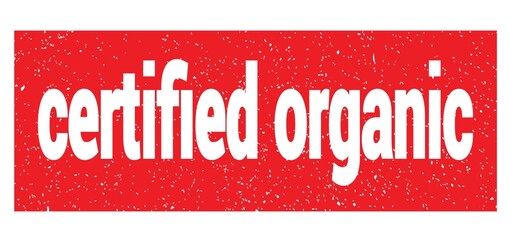 certified organic text written on red stamp sign.