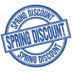 SPRING DISCOUNT written word on blue stamp sign