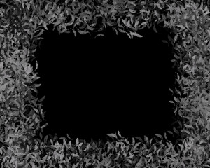 黒バックにグレーのリーフの四角い枠