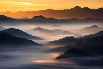 Fototapeta na wymiar fog mountains