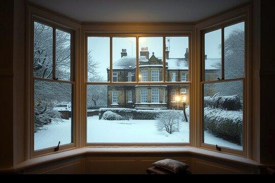 UPVC Double Glazed Bay Window in Harsh Weather Conditions, Generated by AI